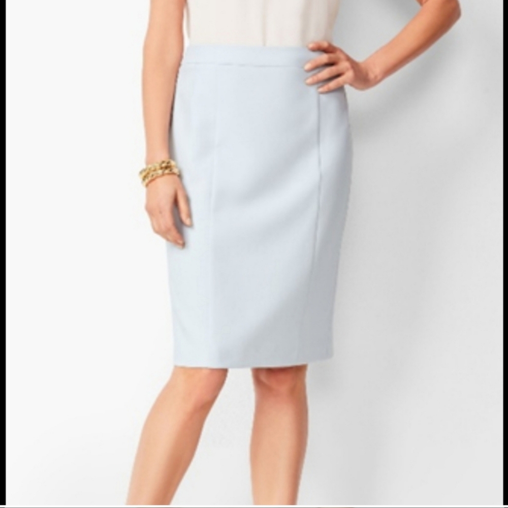 Talbots fully-lined pencil skirt in dove blue